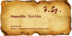 Hegedűs Szolón névjegykártya